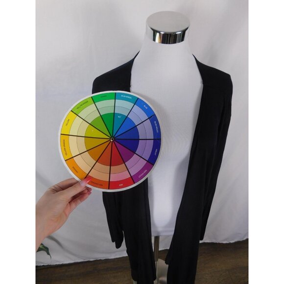 a.n.a A New Approach Cardigan Womens 2X Black Open Front Waterfall Sheer Hem - Picture 7 of 9